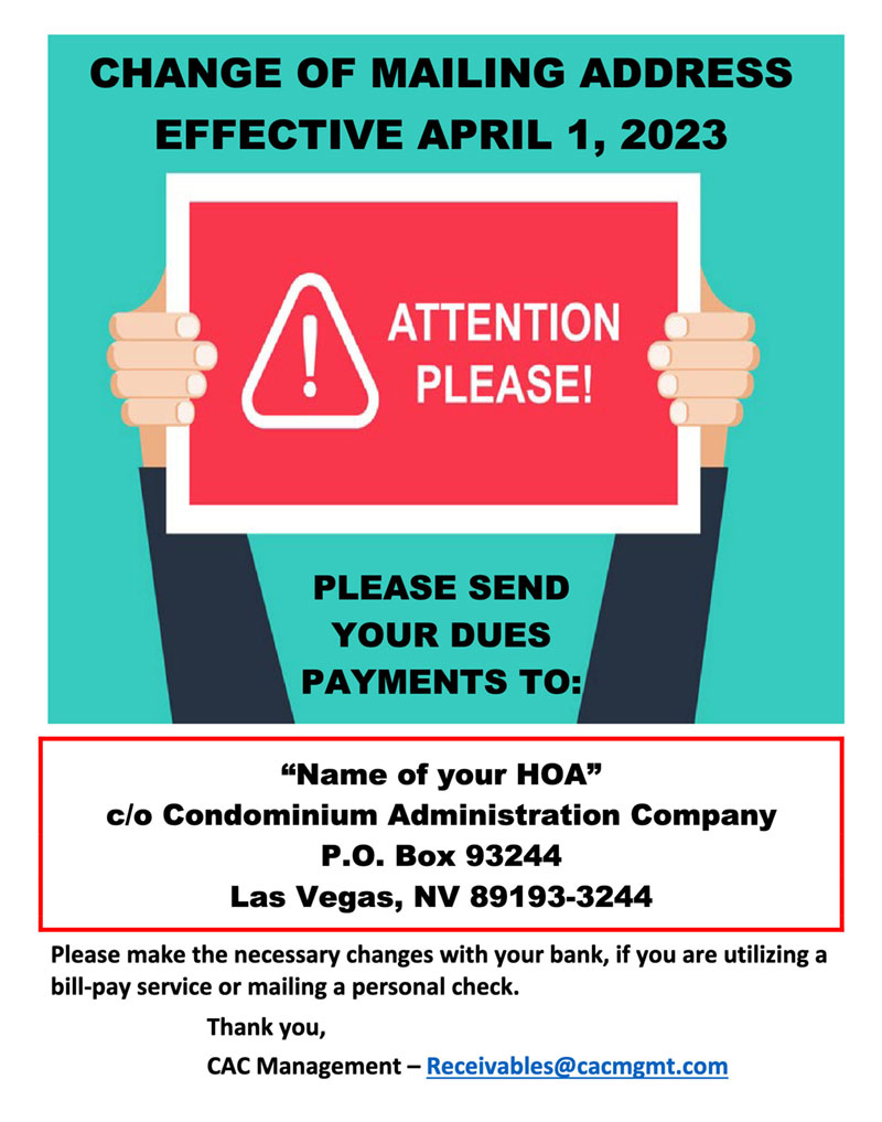 hoa payments - address change